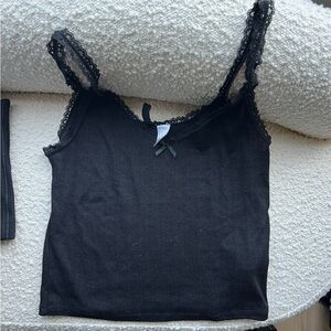 H&M Black Lace Trim Top